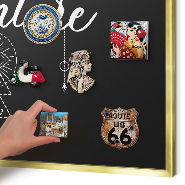 Metal magnet board with a gold frame Outdoor Adventure