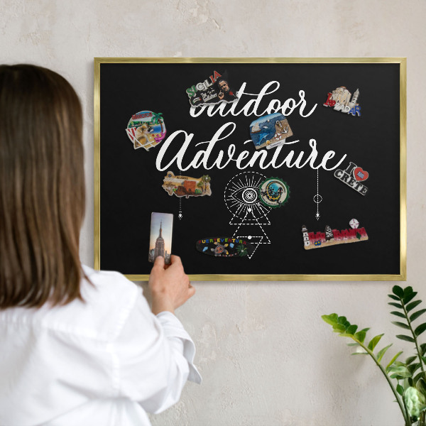 Metal magnet board with a gold frame Outdoor Adventure