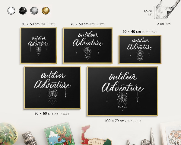 Metal magnet board with a gold frame Outdoor Adventure