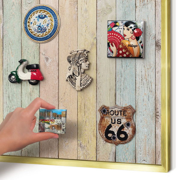 Magnetic board for magnets in a gold frame Rustic boards