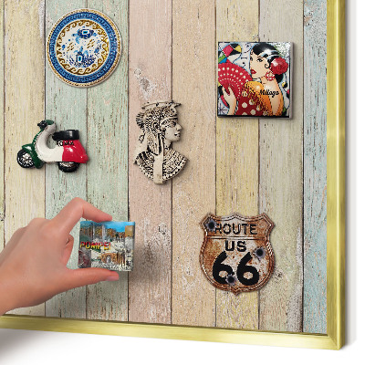 Magnetic board for magnets in a gold frame Rustic boards