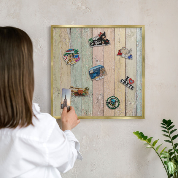Magnetic board for magnets in a gold frame Rustic boards