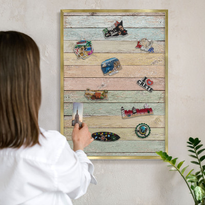 Magnetic board for magnets in a gold frame Rustic boards