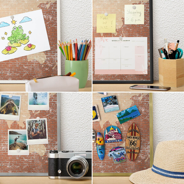 Metal magnet board with a gold frame Brick map
