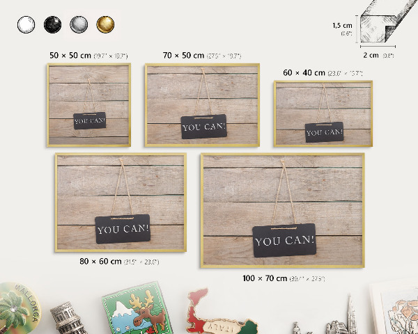 Magnetic board for magnets in a gold frame Motivation every day