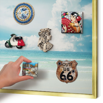 Metal magnet board with a gold frame Maritime harmony