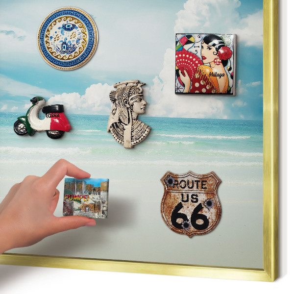 Metal magnet board with a gold frame Maritime harmony