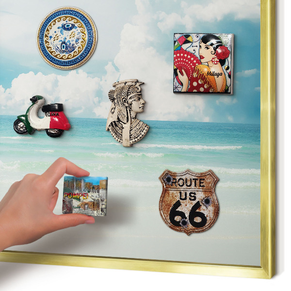 Metal magnet board with a gold frame Maritime harmony