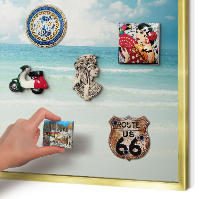 Metal magnet board with a gold frame Maritime harmony