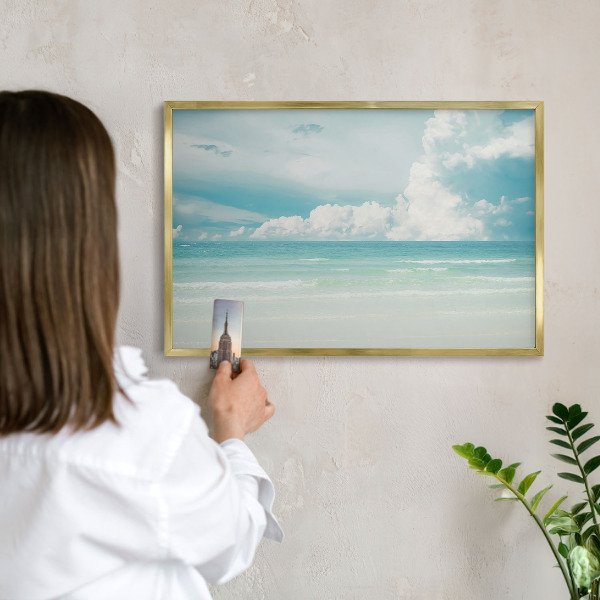 Metal magnet board with a gold frame Maritime harmony