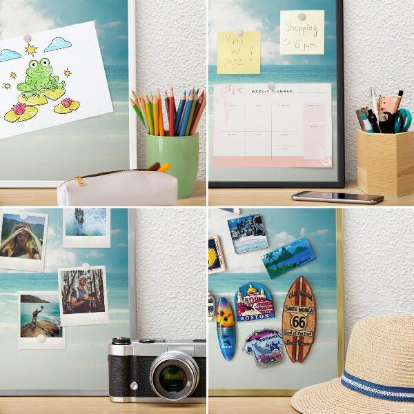 Metal magnet board with a gold frame Maritime harmony