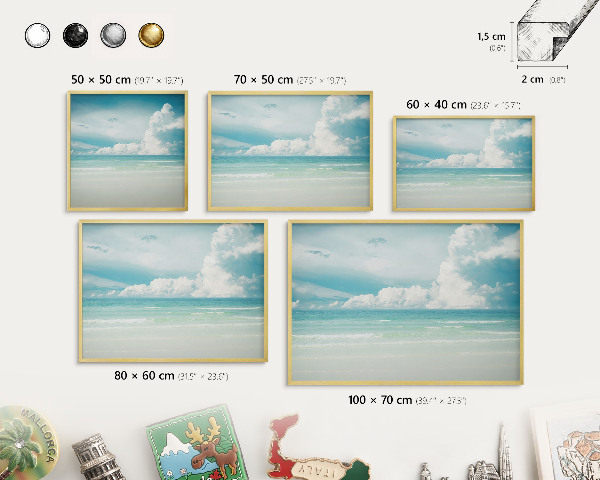 Metal magnet board with a gold frame Maritime harmony