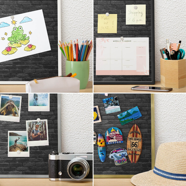 Magnetic board for magnets in a gold frame Brick wall