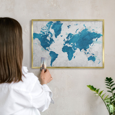 Magnetic board for magnets in a gold frame Watercolor map