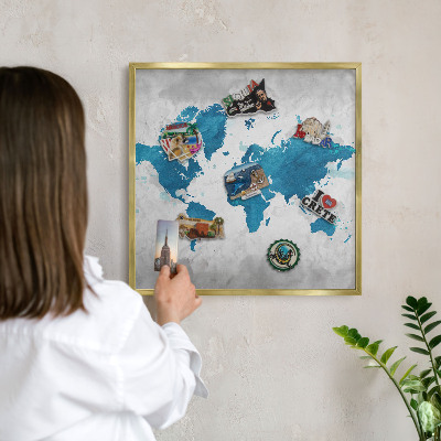 Magnetic board for magnets in a gold frame Watercolor map