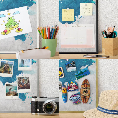 Magnetic board for magnets in a gold frame Watercolor map
