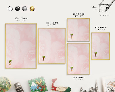 Metal magnet board with a gold frame Delicate pink