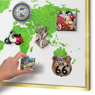 Magnetic board for magnets in a gold frame Green map