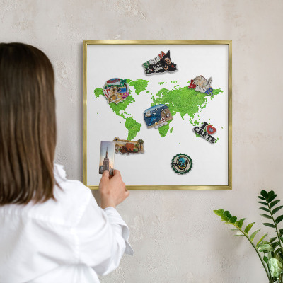 Magnetic board for magnets in a gold frame Green map