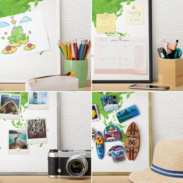 Magnetic board for magnets in a gold frame Green map
