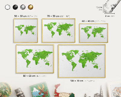 Magnetic board for magnets in a gold frame Green map