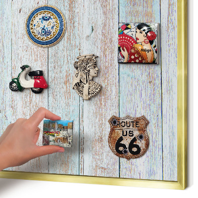 Magnetic board for magnets in a gold frame Rustic boards
