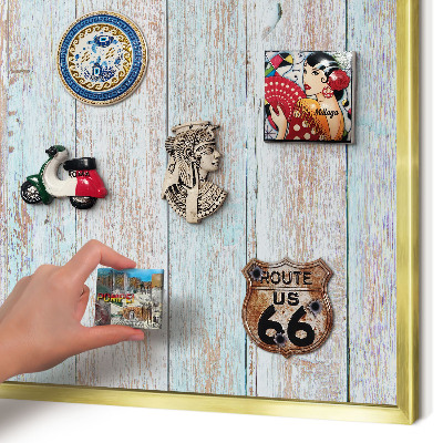 Magnetic board for magnets in a gold frame Rustic boards