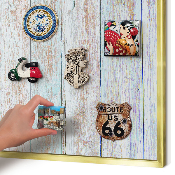 Magnetic board for magnets in a gold frame Rustic boards