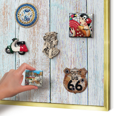 Magnetic board for magnets in a gold frame Rustic boards