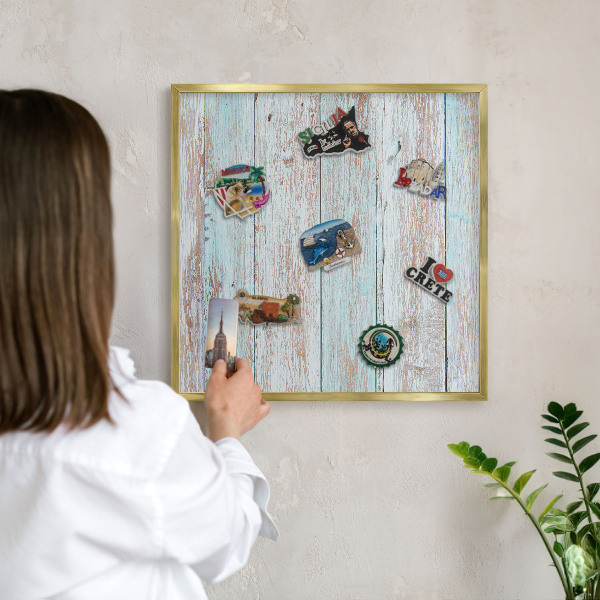 Magnetic board for magnets in a gold frame Rustic boards