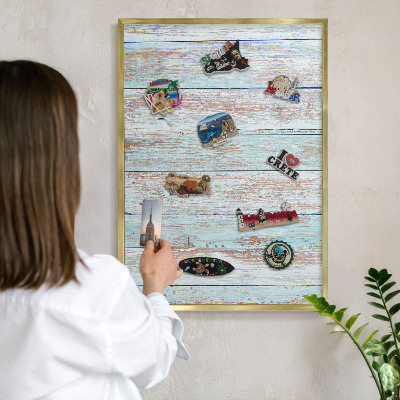 Magnetic board for magnets in a gold frame Rustic boards