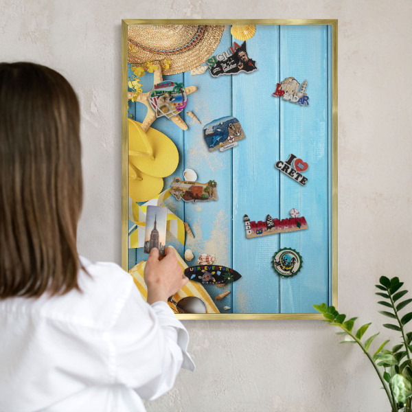 Magnetic board for magnets in a gold frame Beach vibe