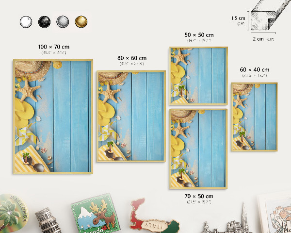 Magnetic board for magnets in a gold frame Beach vibe