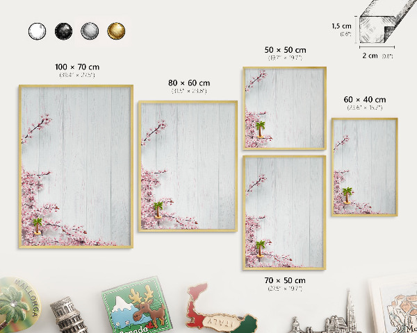 Magnetic board for magnets in a gold frame Blooming Elegance