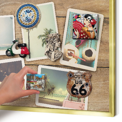 Metal magnet board with a gold frame Holiday nostalgia