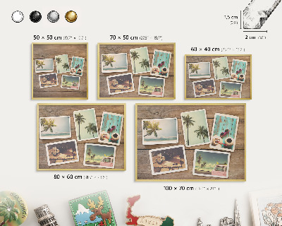 Metal magnet board with a gold frame Holiday nostalgia