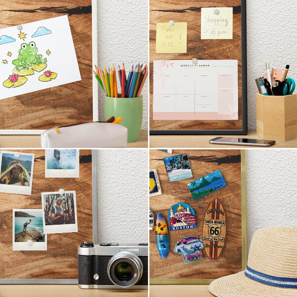 Magnetic board for magnets in a gold frame Natural wood
