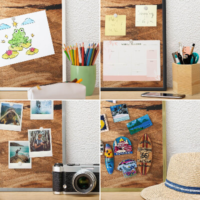 Magnetic board for magnets in a gold frame Natural wood