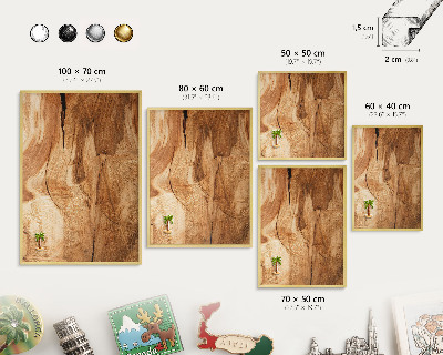 Magnetic board for magnets in a gold frame Natural wood