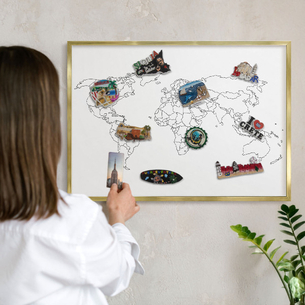 Magnetic board for magnets in a gold frame Contour map