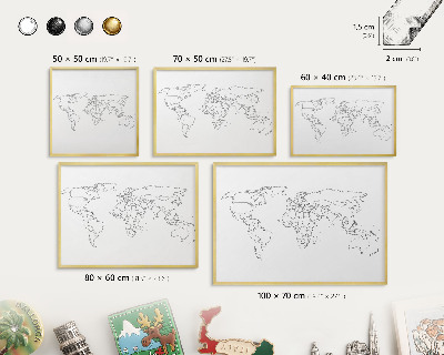 Magnetic board for magnets in a gold frame Contour map
