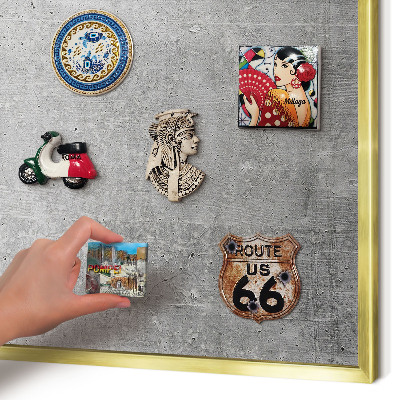 Metal magnet board with a gold frame Concrete pattern