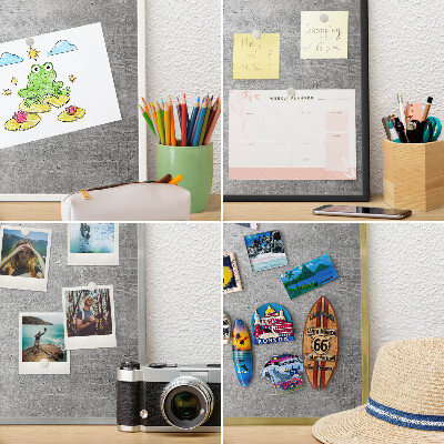 Metal magnet board with a gold frame Concrete pattern