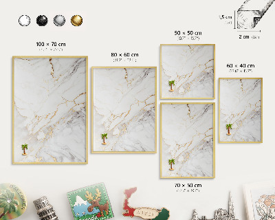 Magnetic board for magnets in a gold frame Marble elegance