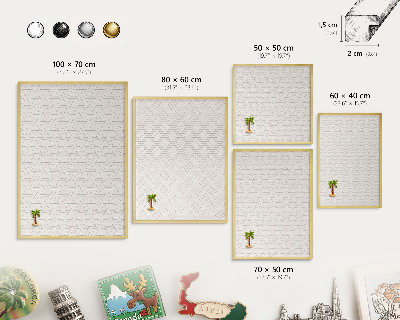 Metal magnet board with a gold frame Gentle waves