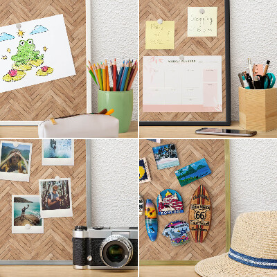 Magnetic board for magnets in a gold frame Herringbone pattern