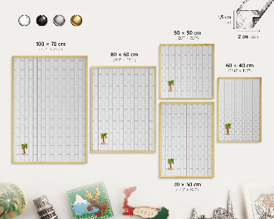 Magnetic board for magnets in a gold frame White bricks