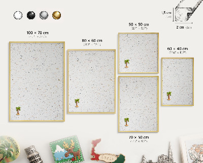 Metal magnet board with a gold frame Terrazzo pattern