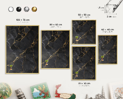 Magnetic board for magnets in a gold frame Black marble