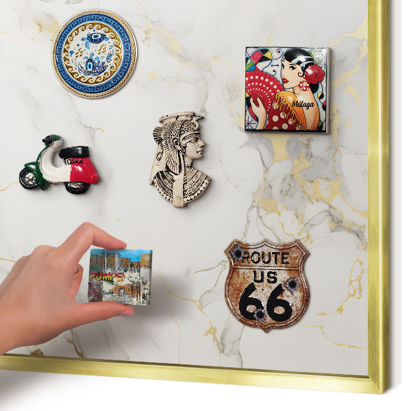 Metal magnet board with a gold frame Delicate elegance
